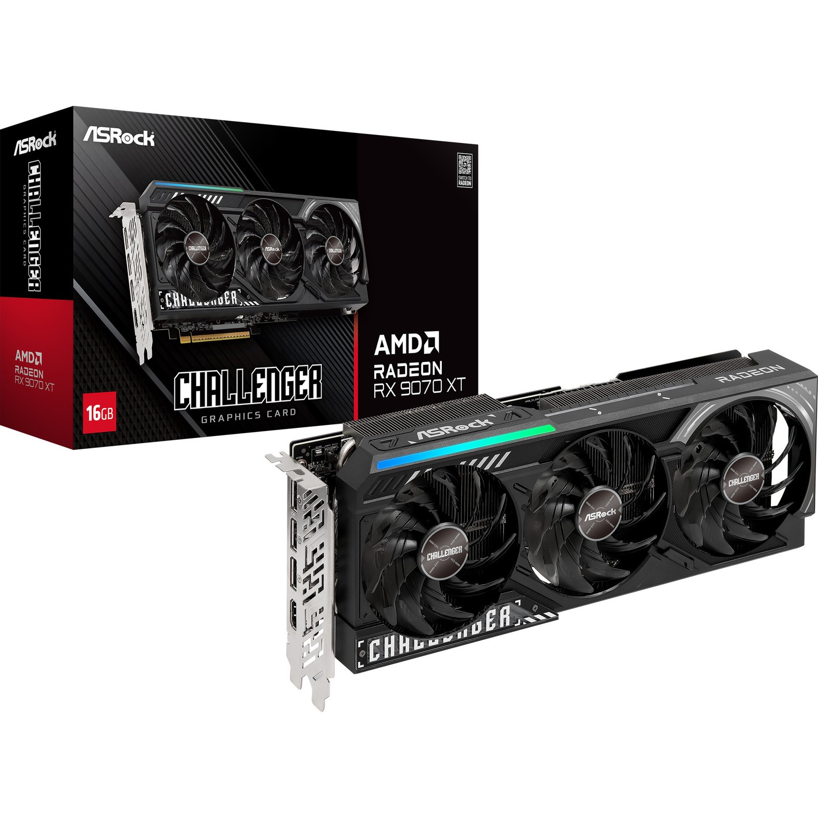 ASRock Radeon RX 9070 XT Challenger Negro, 16 GB