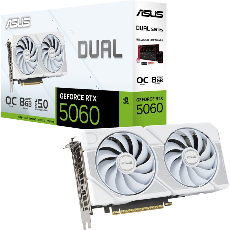 ASUS GeForce RTX 5060 DUAL OC WHITE Blanco, 8 GB