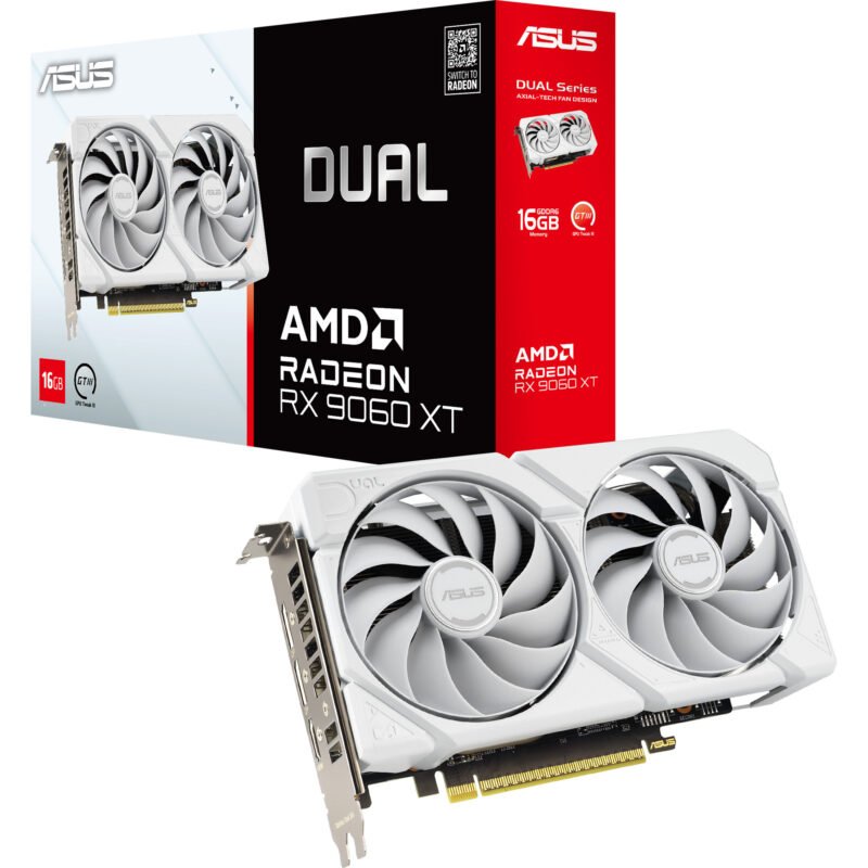 ASUS Radeon RX 9060 XT DUAL WHITE Edition Blanco, 16 GB
