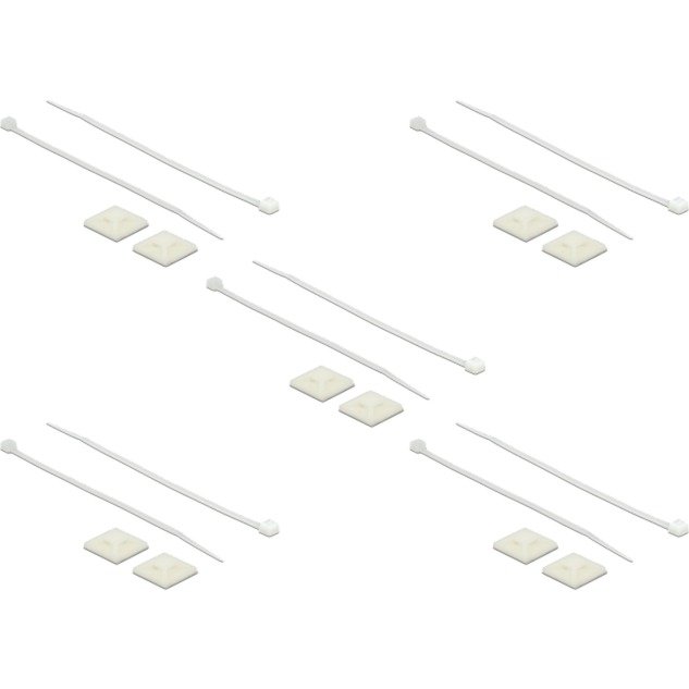 DeLOCK Befestigungssockel 25 x 25mm mit Kabelbinder L 150 x B 3 Blanco