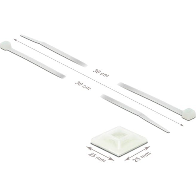 DeLOCK Befestigungssockel 25 x 25mm mit Kabelbinder L 300 x B 4 Blanco - Imagen 2