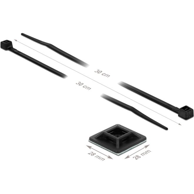 DeLOCK Befestigungssockel 28 x 28mm mit Kabelbinder L 300 x B 3 Negro - Imagen 2