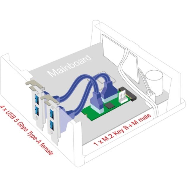 DeLOCK Konverter M.2 Key B+M Stecker > 4 x USB 5 Gbps Typ-A - Imagen 4
