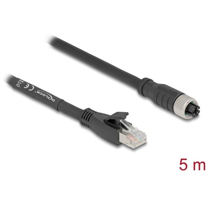 DeLOCK M12 Kabel X-kodiert 8 Pin Buchse > RJ-45 Stecker Negro - Imagen 2