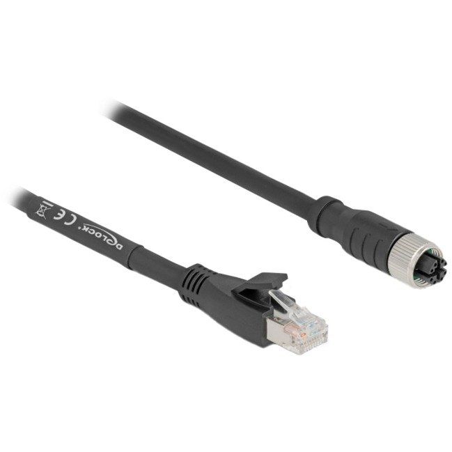 DeLOCK M12 Kabel X-kodiert 8 Pin Buchse > RJ-45 Stecker Negro
