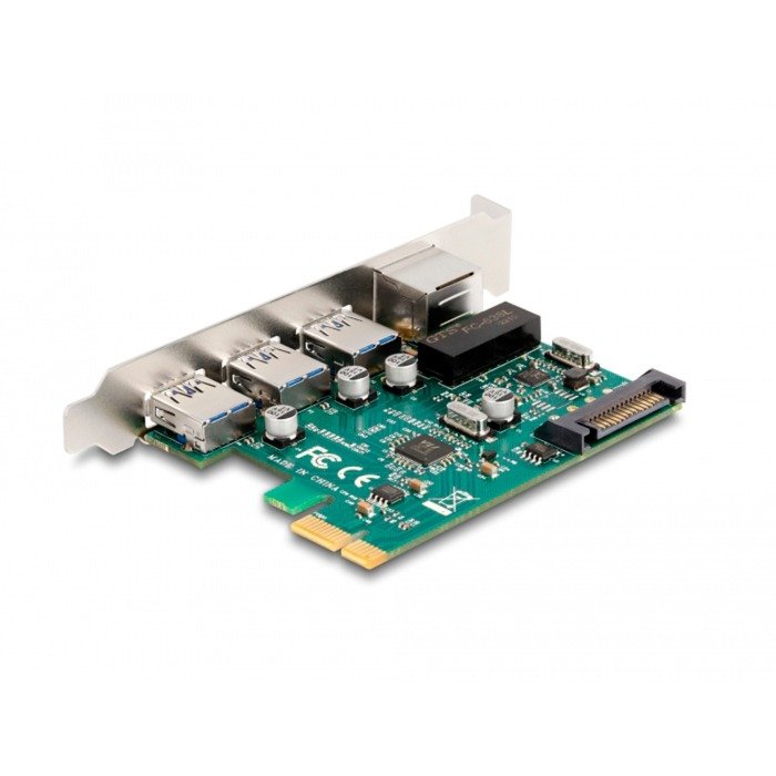 DeLOCK PCI Express x1 Karte zu 3 x USB 5 Gbps Typ-A Buchse + 1 x Gigabit LAN - Imagen 2
