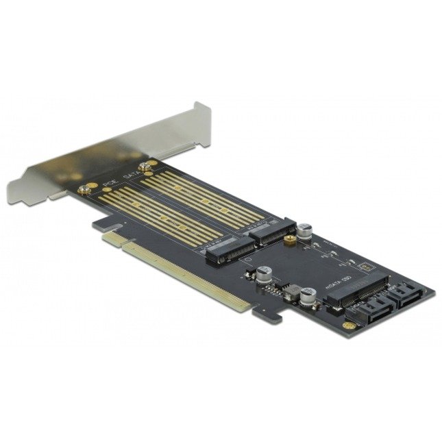 DeLOCK PCIe x16 Karte > 1 x M.2 Key B + 1 x NVMe M.2 Key M + 1 x mSATA - Imagen 2