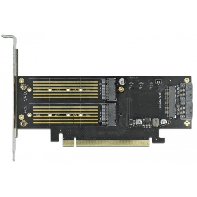 DeLOCK PCIe x16 Karte > 1 x M.2 Key B + 1 x NVMe M.2 Key M + 1 x mSATA - Imagen 3
