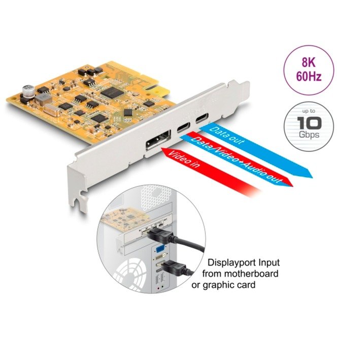 DeLOCK PCIe x4 Karte zu 1x ext. USB-C 10 Gbit/s B. + 1x extern USB-C DP Alt Mode - Imagen 5