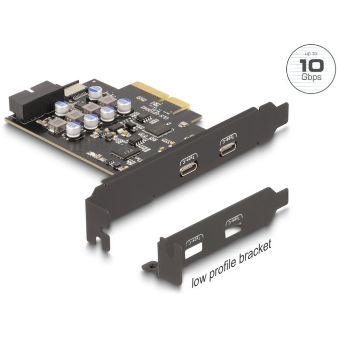 DeLOCK PCIe x4 zu 2x USB C + 1 x intern USB 10 Gbps Typ-E Key A + 19 Pin - Imagen 4