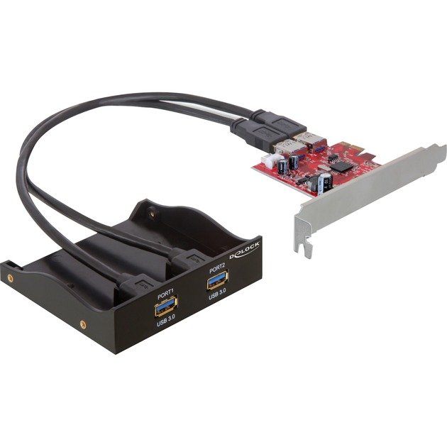 DeLOCK USB 3.0 Front Panel 2-Port inkl. PCI Express Card Negro