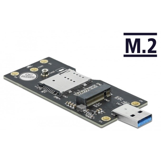 DeLOCK USB 3.2 Gen 1 Konverter Typ-A Stecker zu M.2 Key B mit SIM Slot - Imagen 2