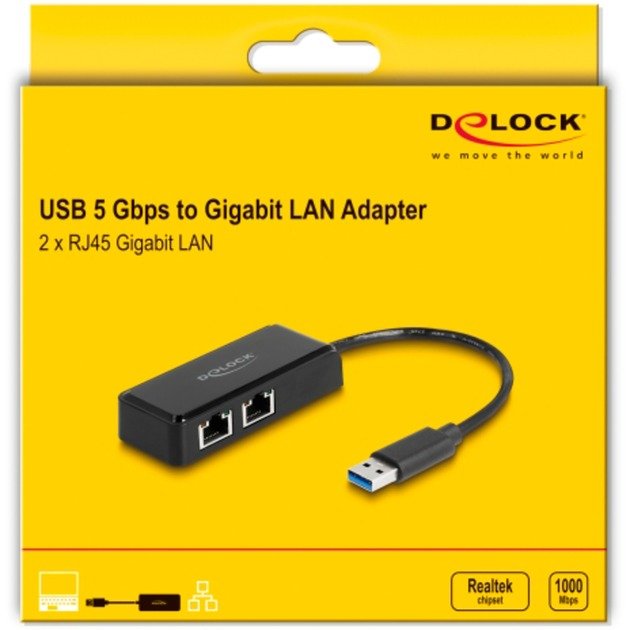 DeLOCK USB Typ-A Adapter zu 2 x Gigabit LAN - Imagen 2