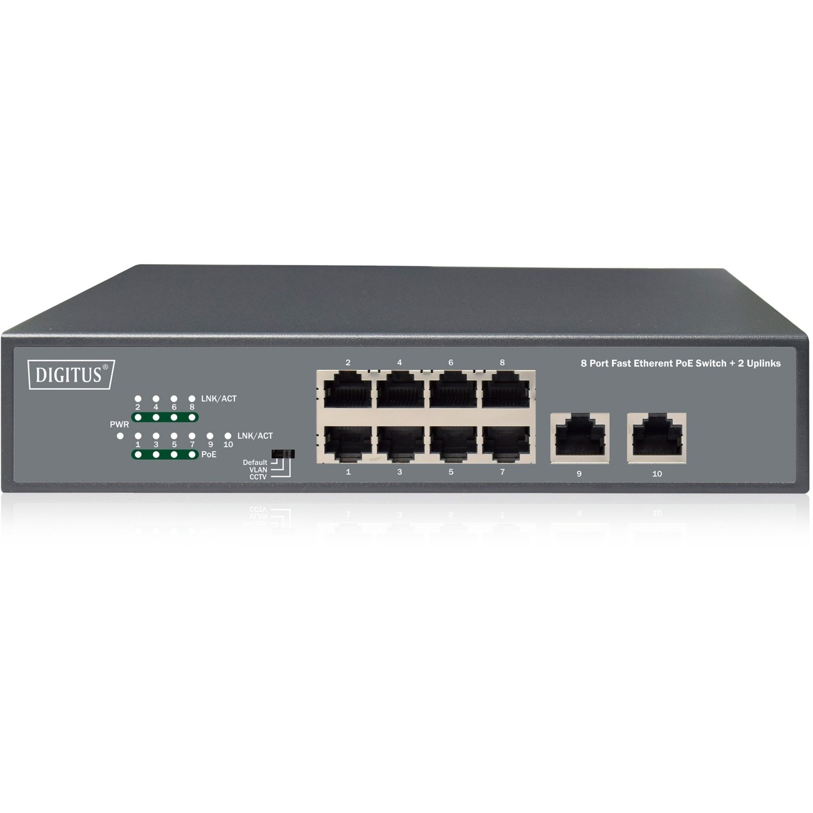 Digitus 8-Port Fast Etherent PoE-Switch + 2 Uplinks Negro - Imagen 2