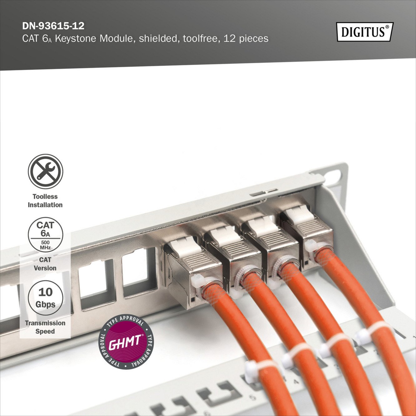 Digitus CAT 6A Keystone Modul geschirmt werkzeugfrei 12 Stk. - Imagen 5