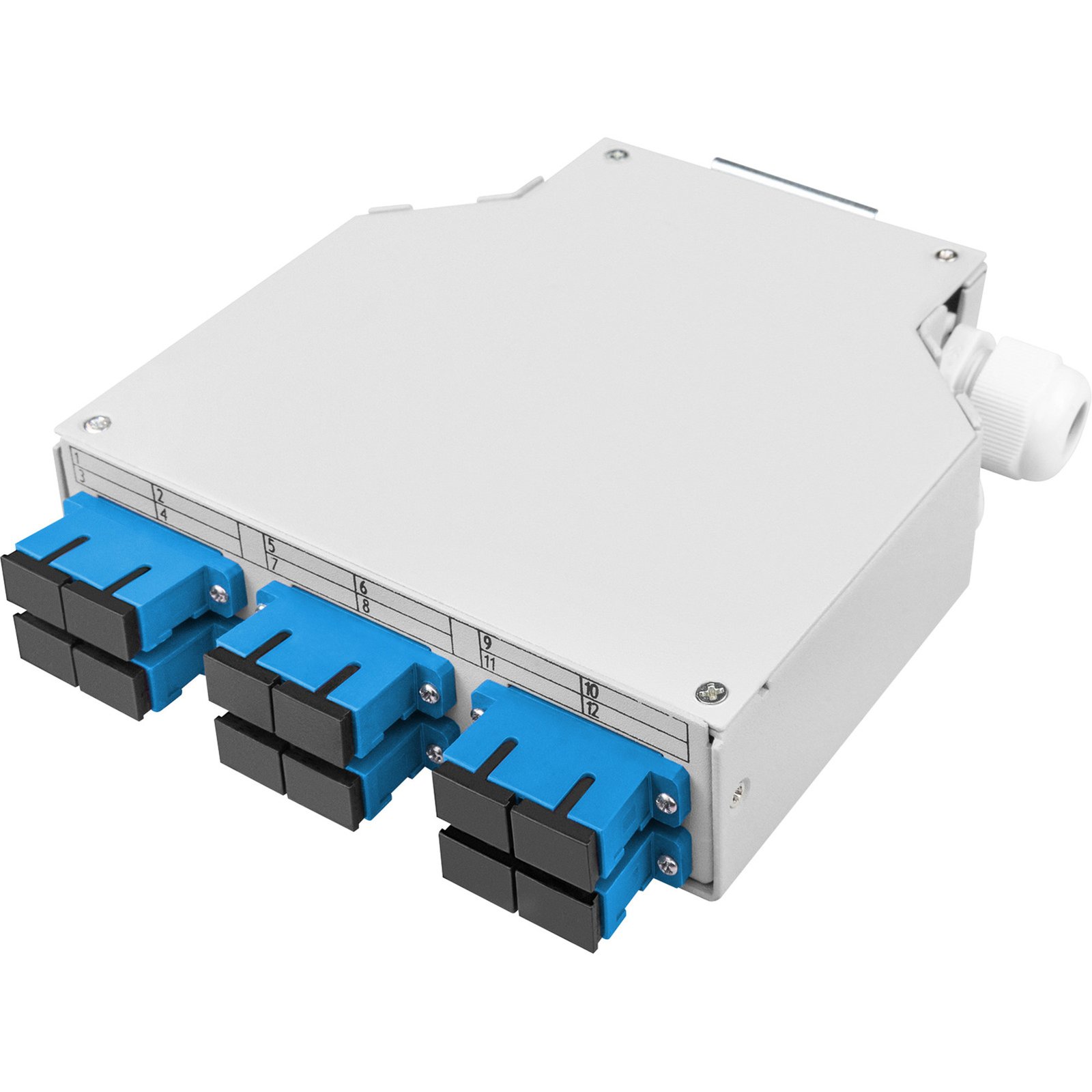 Digitus LWL-Hutschienenbox OS2 bestückt SC-Adapter und Pigtail