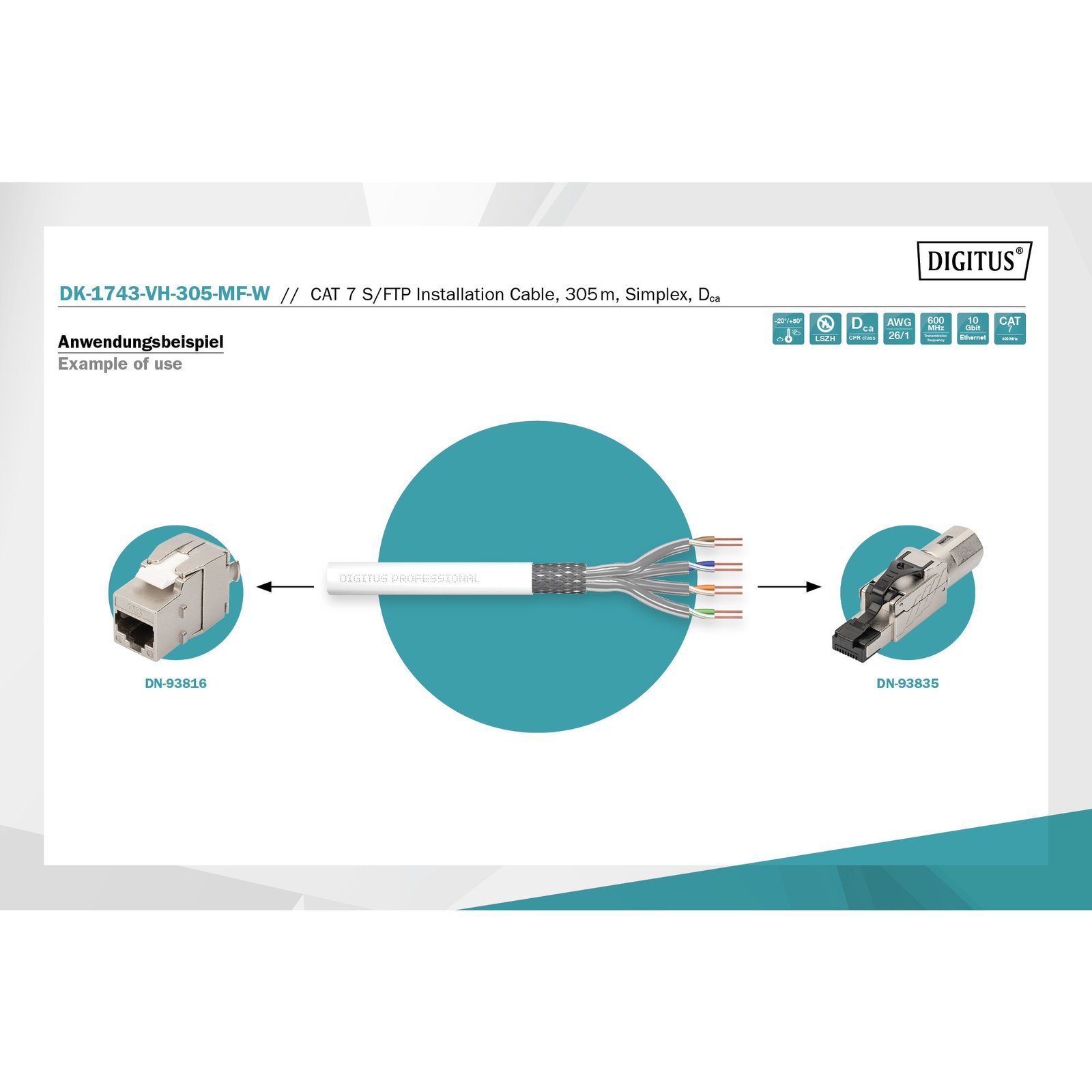 Digitus Professional Cat.7 S/FTP Verlegekabel Maxflex simplex Blanco - Imagen 5