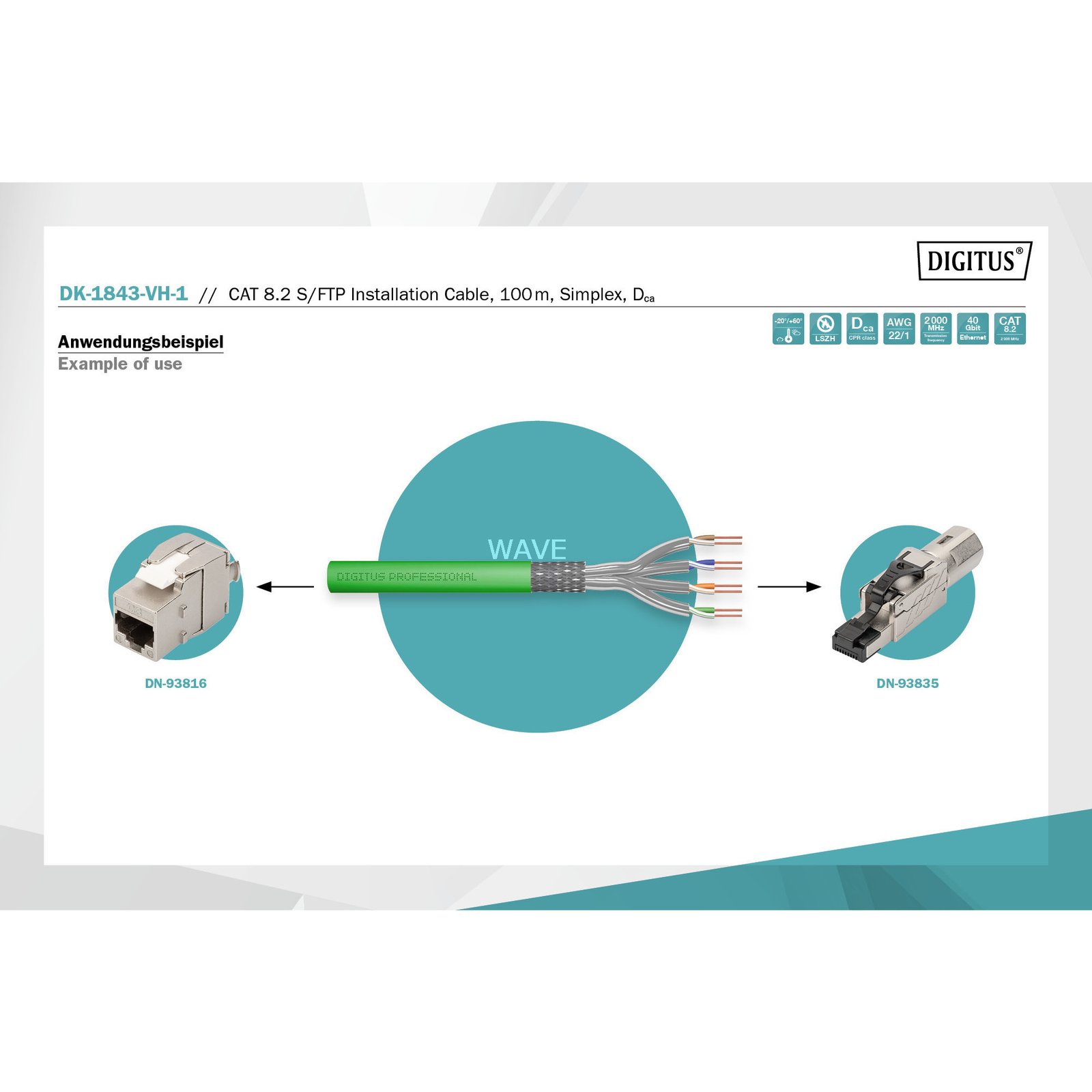 Digitus Professional Cat.8.2 S/FTP Verlegekabel simplex Verde - Imagen 3