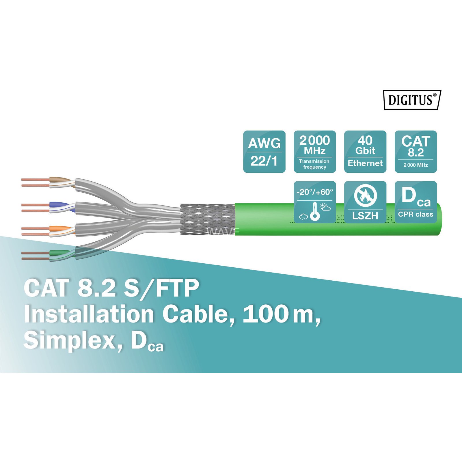 Digitus Professional Cat.8.2 S/FTP Verlegekabel simplex Verde - Imagen 4