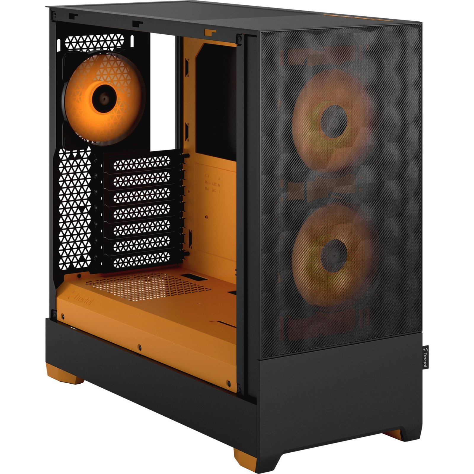 Fractal Design Pop Air RGB Orange Core TG Clear Tint Negro - Imagen 2