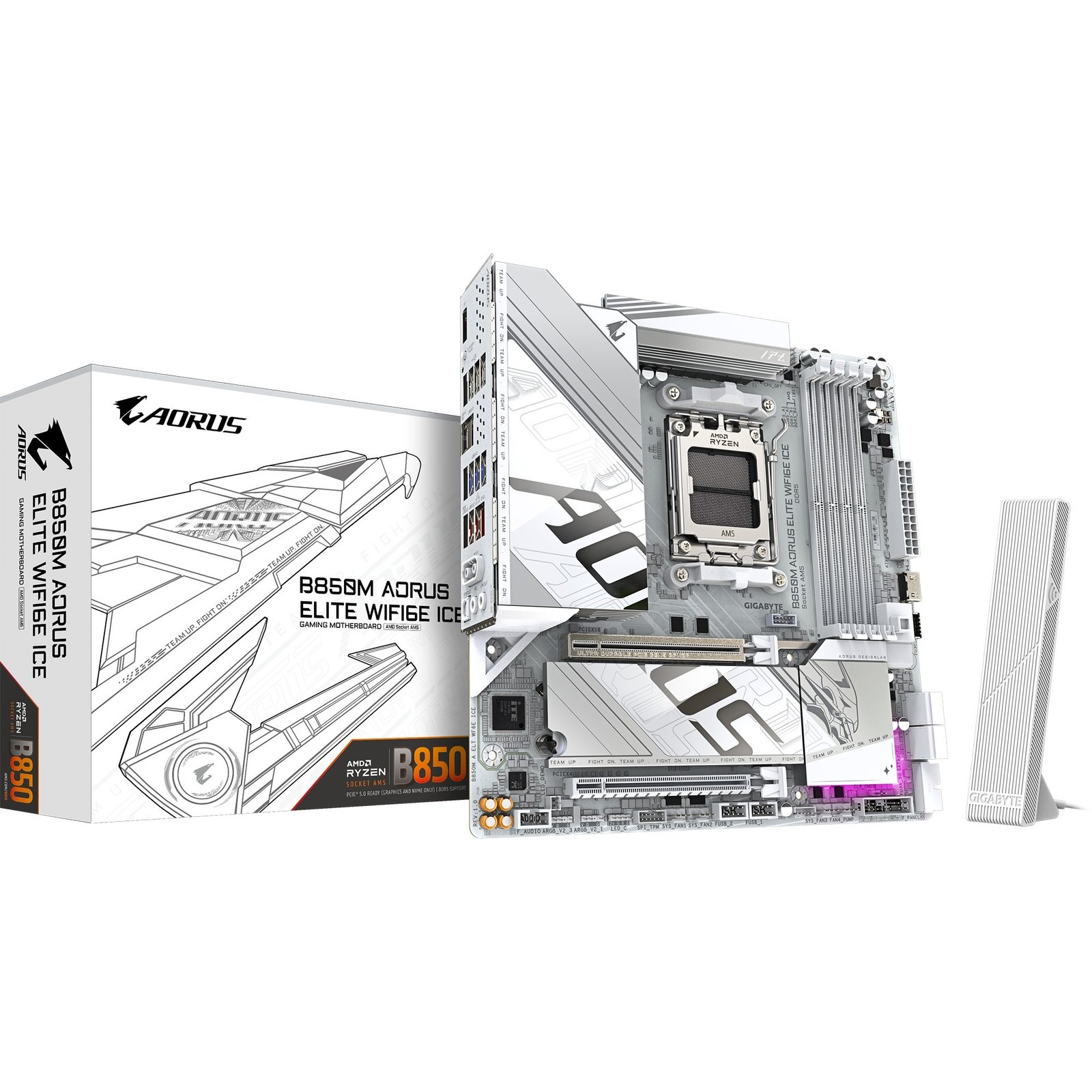 GIGABYTE B850M AORUS ELITE WIFI6E ICE Plata