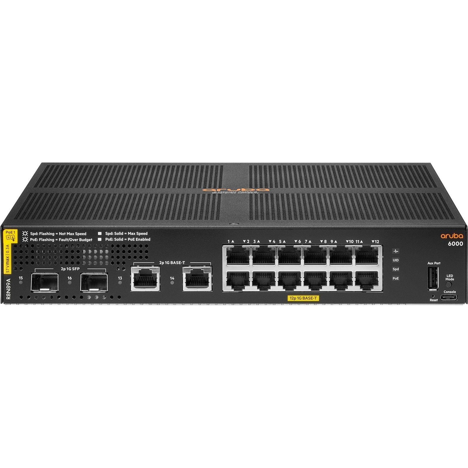 Hewlett Packard Enterprise Aruba Networking CX 6000 12G Klasse 4 PoE 2G/2SFP 139 W Switch