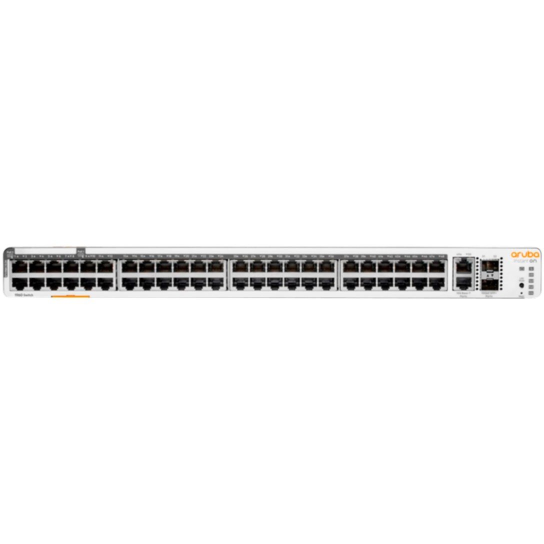 Hewlett Packard Enterprise Networking Instant On Switch 40 Anschlüsse Gigabit CL4 8 Anschlüsse Gigabit CL6 PoE 2 Anschlüsse 10GBT 2 Anschlüsse SFP+ 600 W 1960