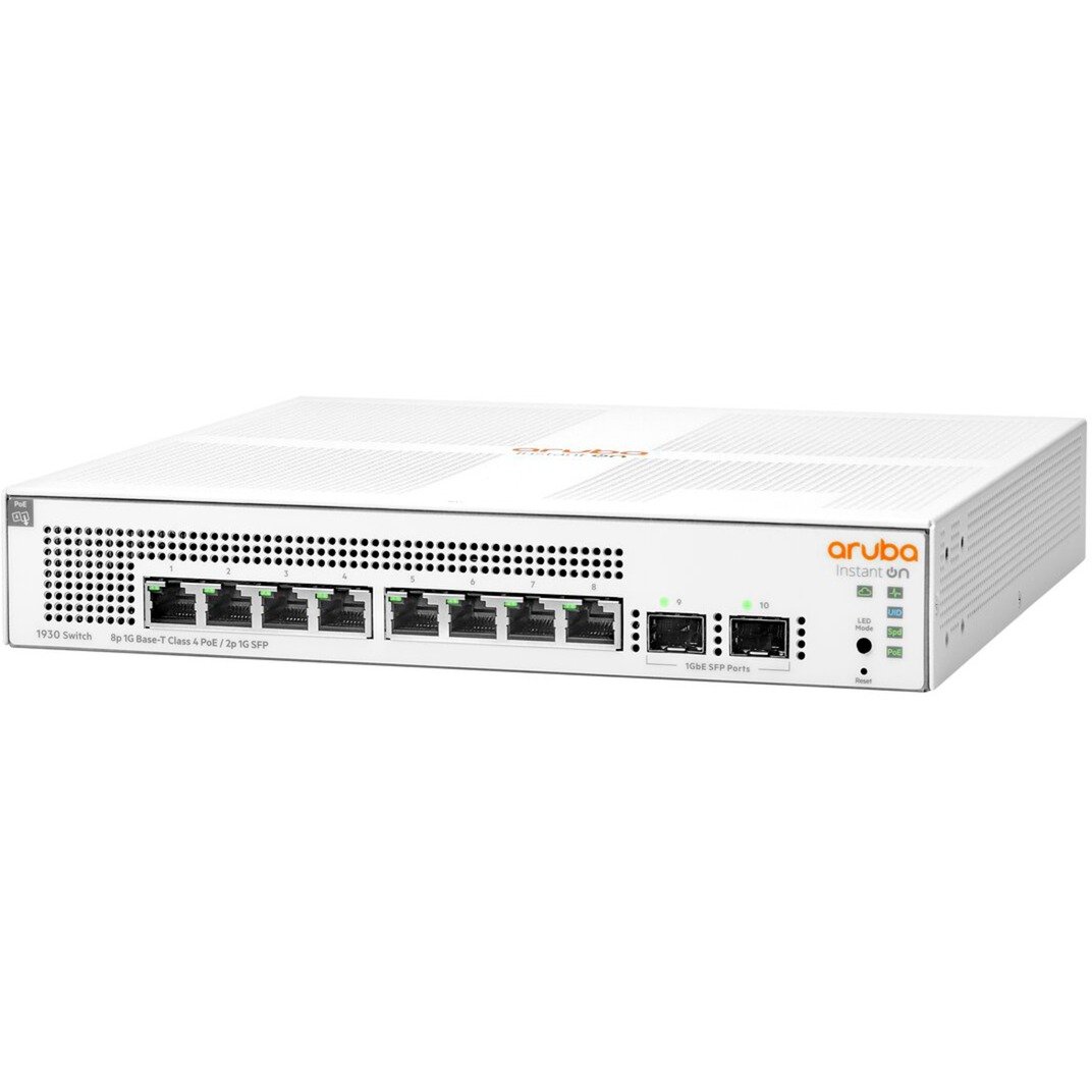 Hewlett Packard Enterprise Networking Instant On Switch 8 Anschlüsse Gigabit CL4 PoE 2 Anschlüsse SFP 124 W 1930
