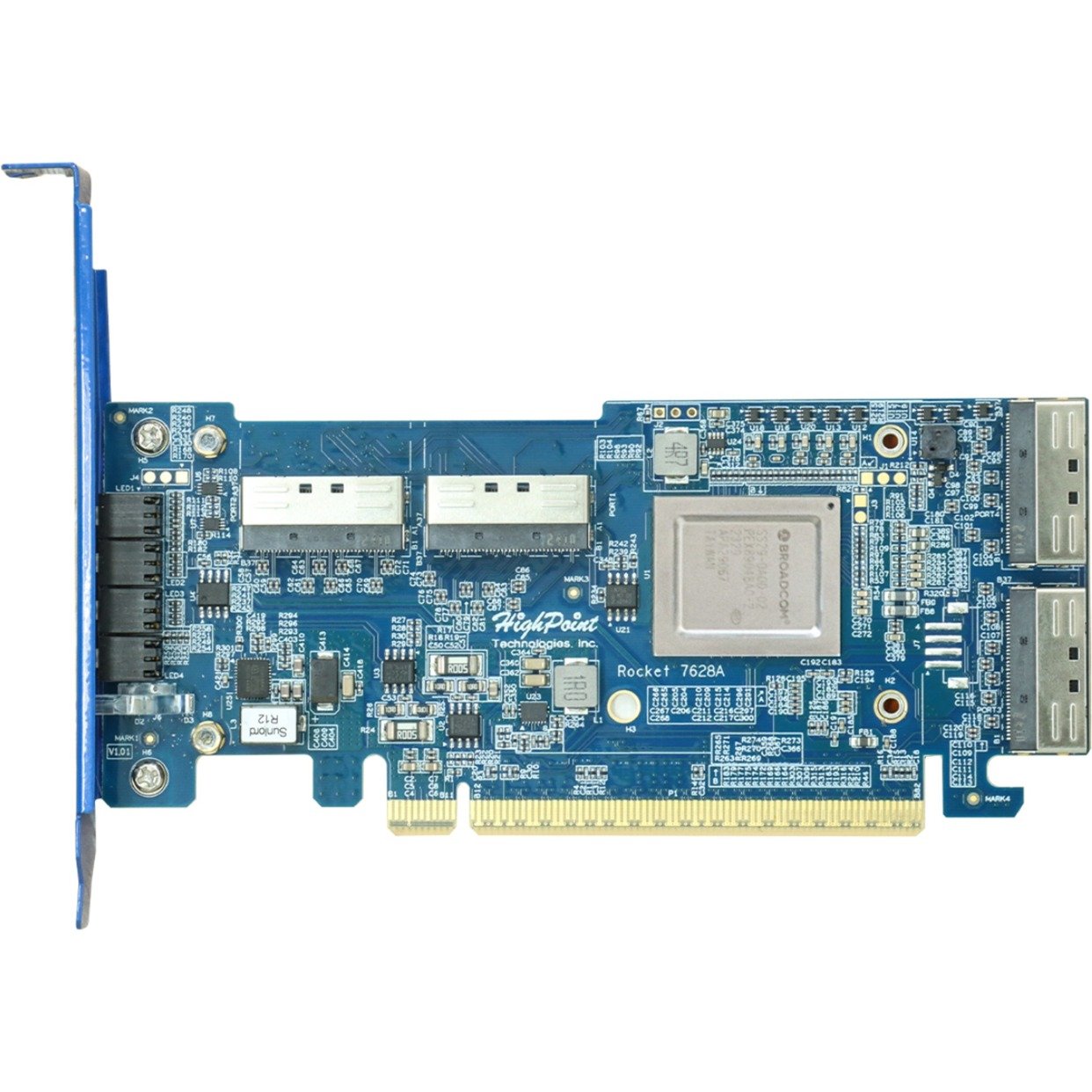 HighPoint Rocket 1628A PCIe Gen5 x16 to 4-MCIOx8 NVMe Switch Adapter - Imagen 4