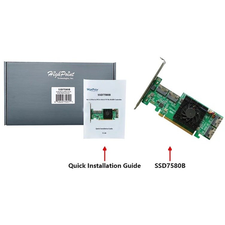 HighPoint SSD7580B PCIe 4.0x16 8x U.2P NVMe - Imagen 5