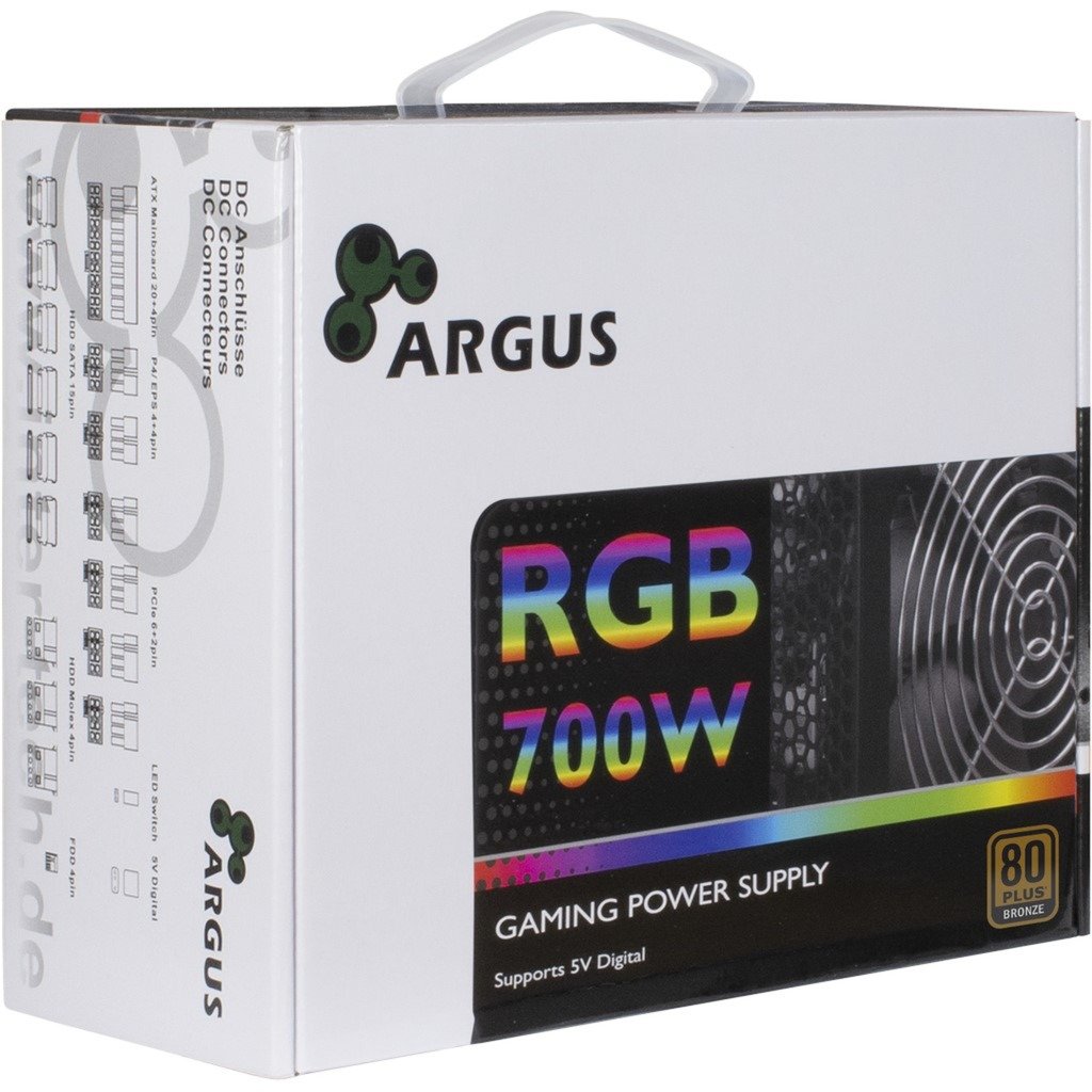 Inter-Tech Argus RGB-700W II Negro - Imagen 3