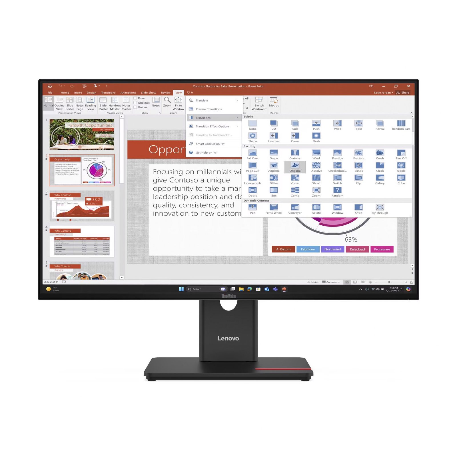 Lenovo ThinkVision T27-40 Negro - Imagen 2