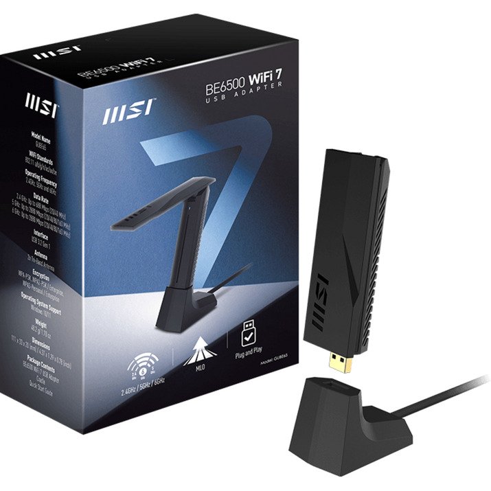 MSI BE6500 WiFi 7 USB Adapter Negro