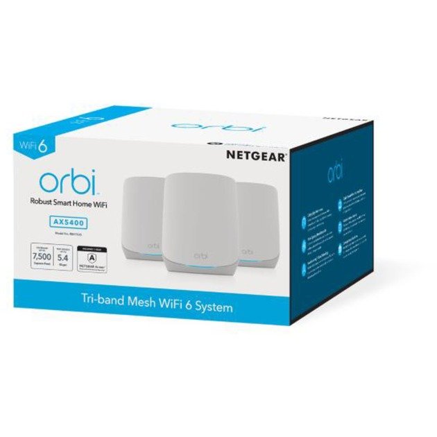 Netgear Orbi WiFi6 Tri-Band Mesh System 3er Set Blanco - Imagen 3