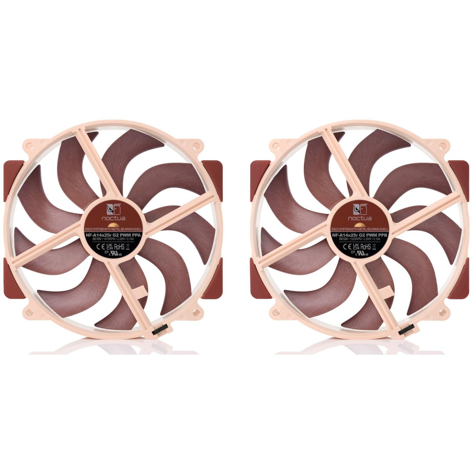 Noctua NF-A14x25r G2 PWM Sx2-PP Marron - Imagen 3