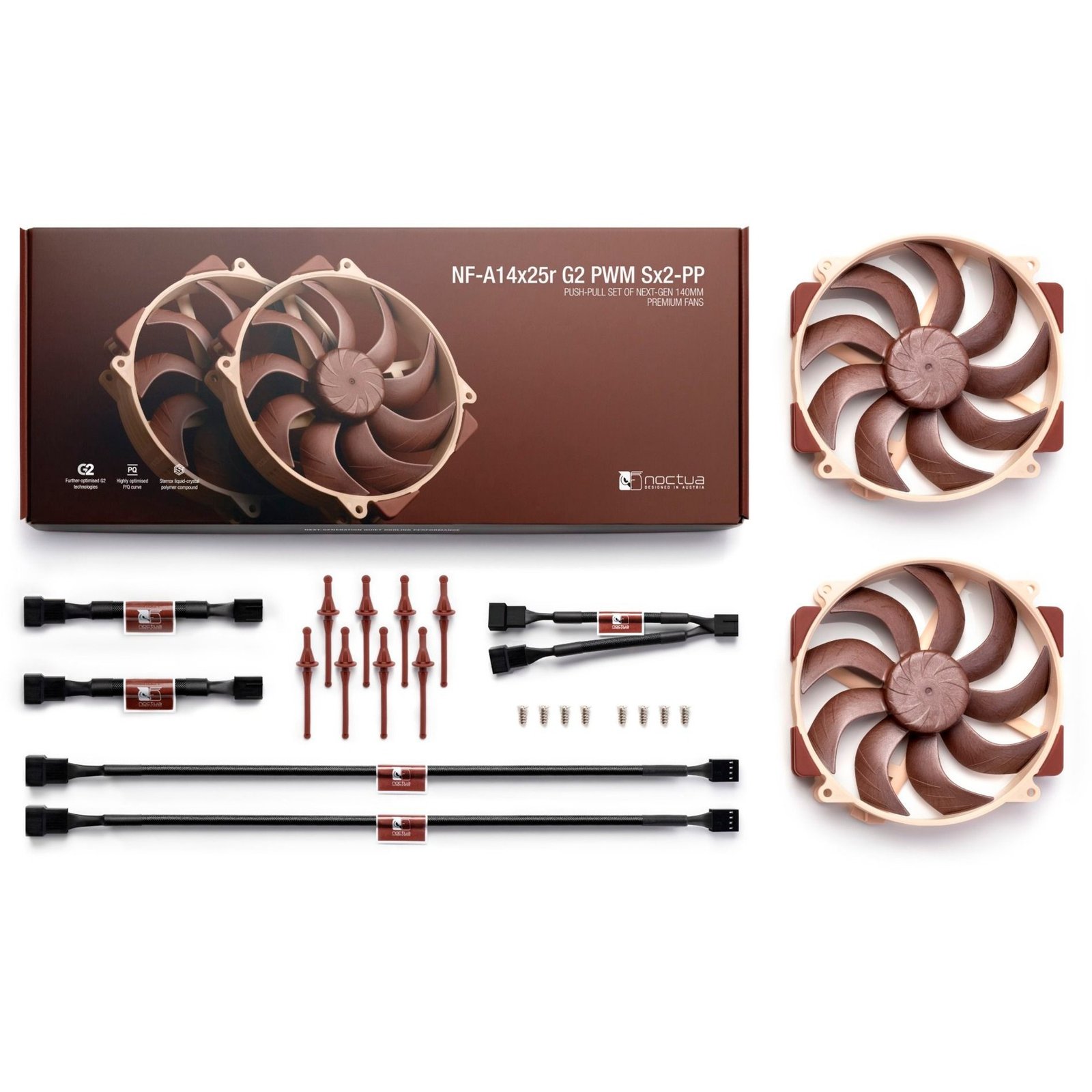 Noctua NF-A14x25r G2 PWM Sx2-PP Marron - Imagen 4