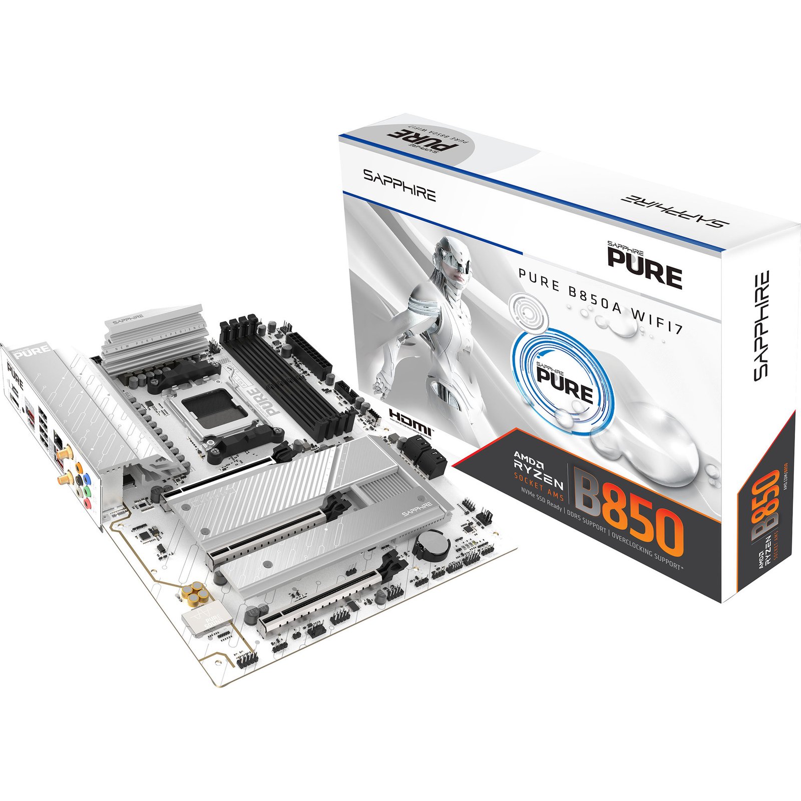 SAPPHIRE PURE B850A WIFI 7 Blanco