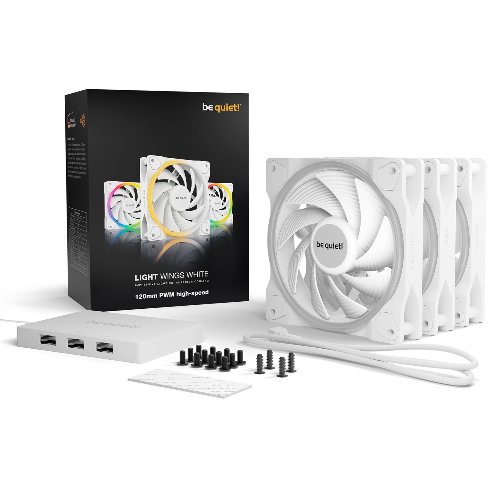 be quiet! Light Wings White 120mm PWM high-speed Triple Pack Blanco - Imagen 5