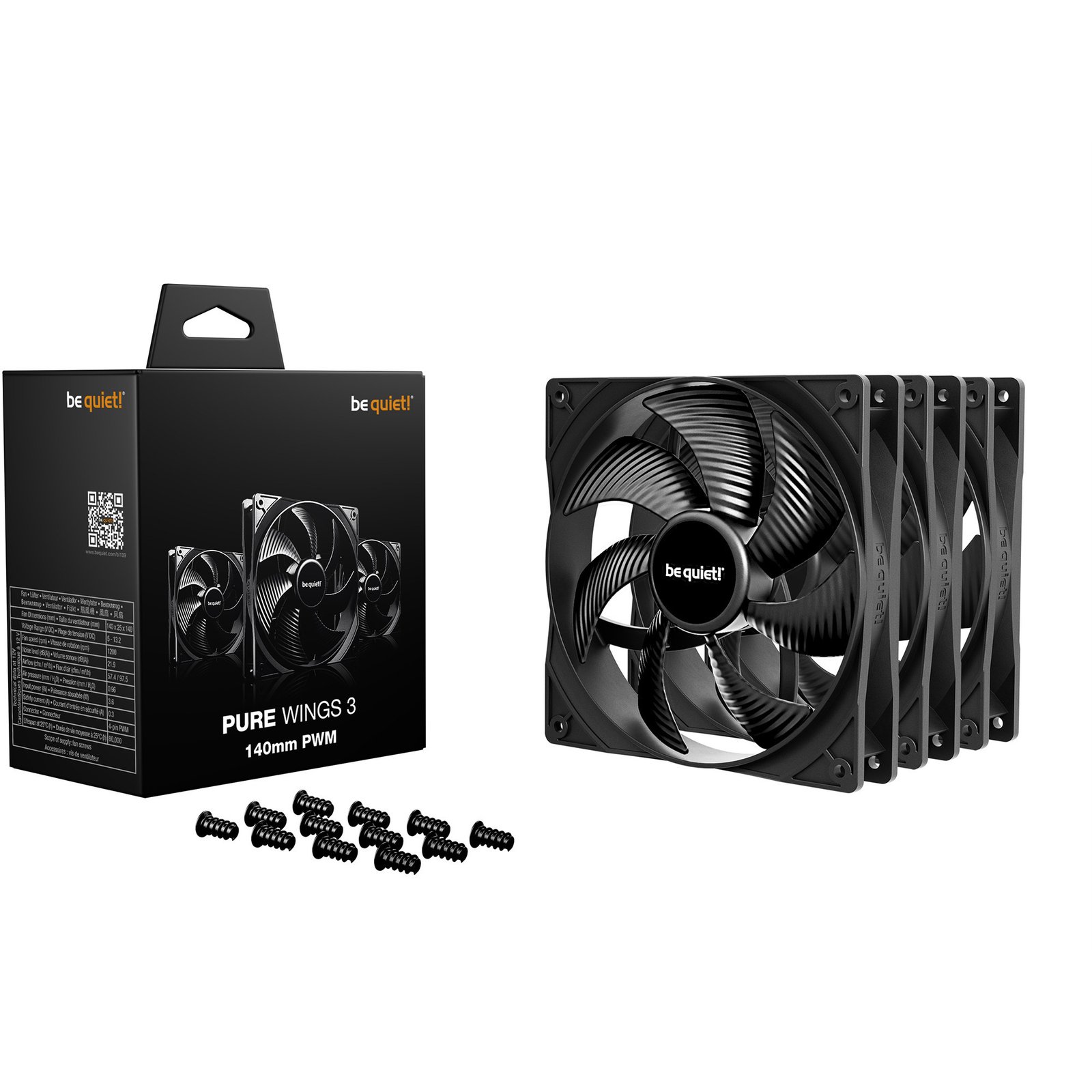 be quiet! Pure Wings 3 140mm PWM 3-Pack Negro