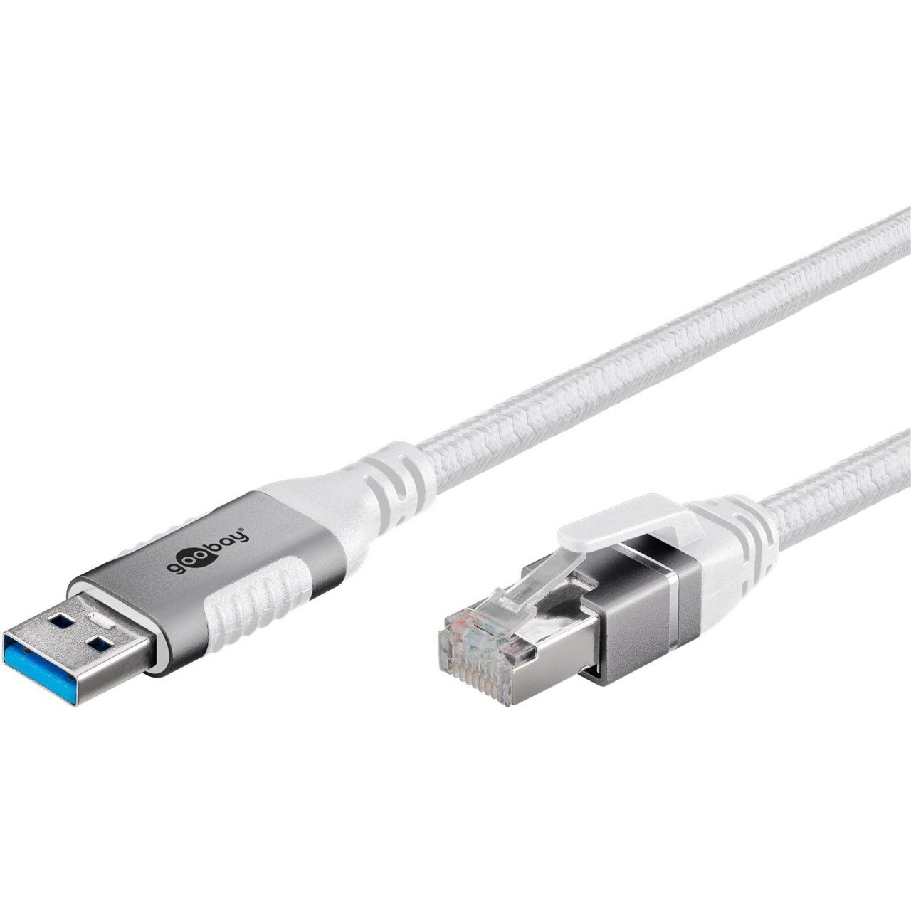 goobay Ethernet-Kabel USB-A 3.2 Gen1 Stecker > RJ-45 Stecker Blanco