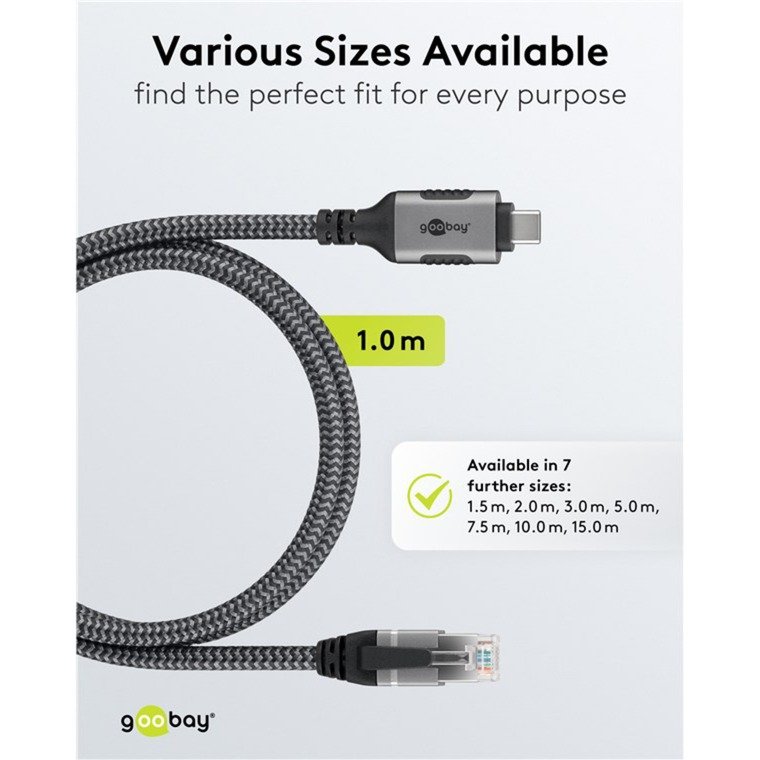 goobay Ethernet-Kabel USB-C 3.2 Gen2 Stecker > RJ-45 Stecker Negro - Imagen 5