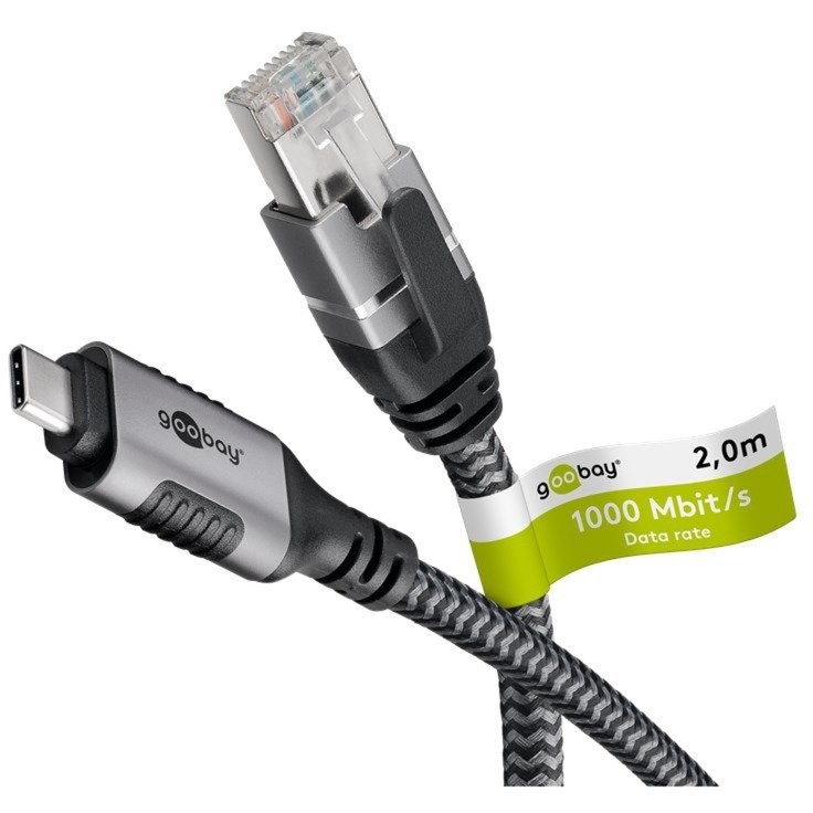 goobay Ethernet-Kabel USB-C 3.2 Gen2 Stecker > RJ-45 Stecker Negro - Imagen 2