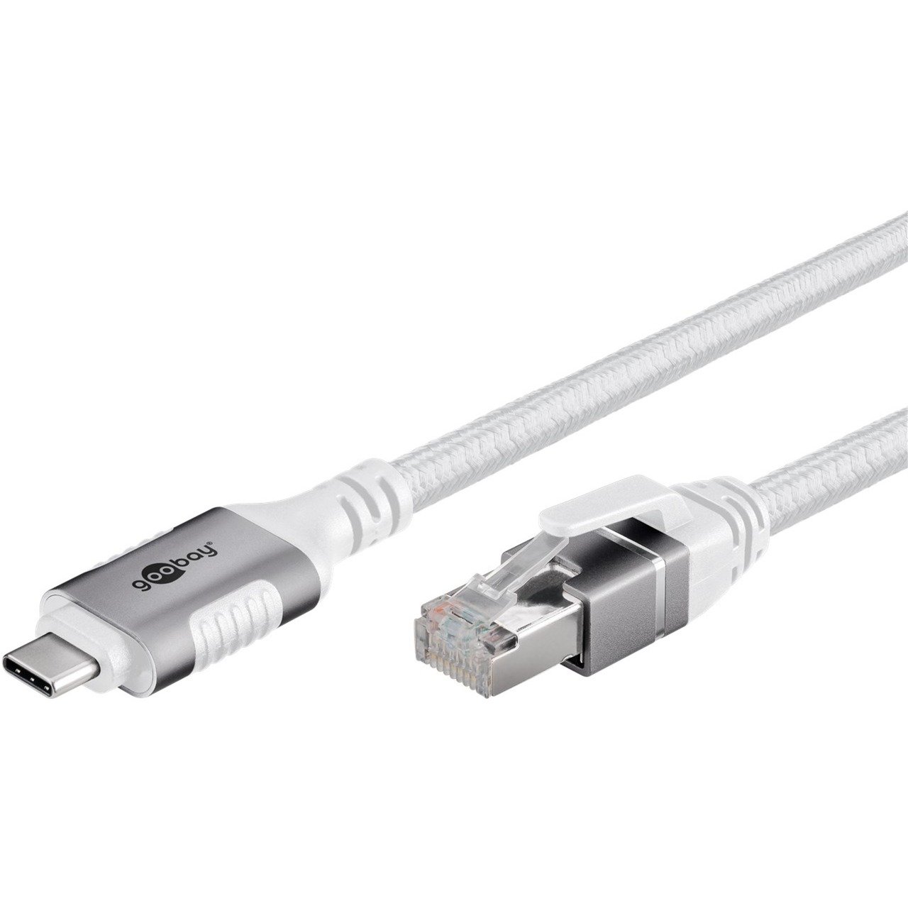 goobay Ethernet-Kabel USB-C 3.2 Gen2 Stecker > RJ-45 Stecker Blanco