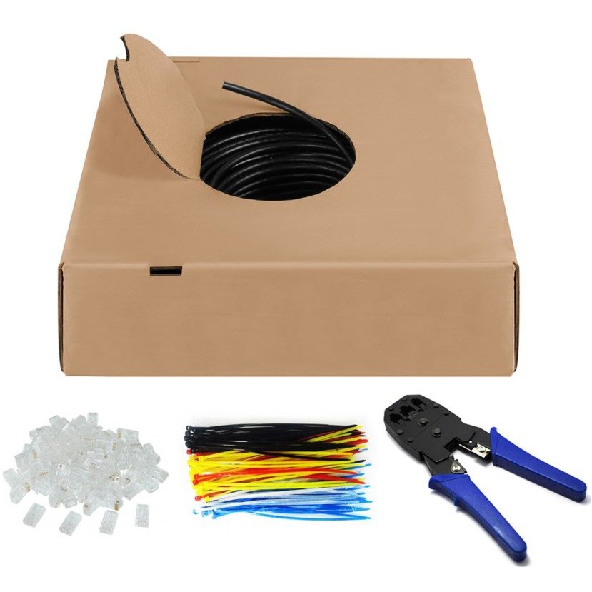 goobay Outdoor Netzwerkkabel-Set Cat.6 Negro