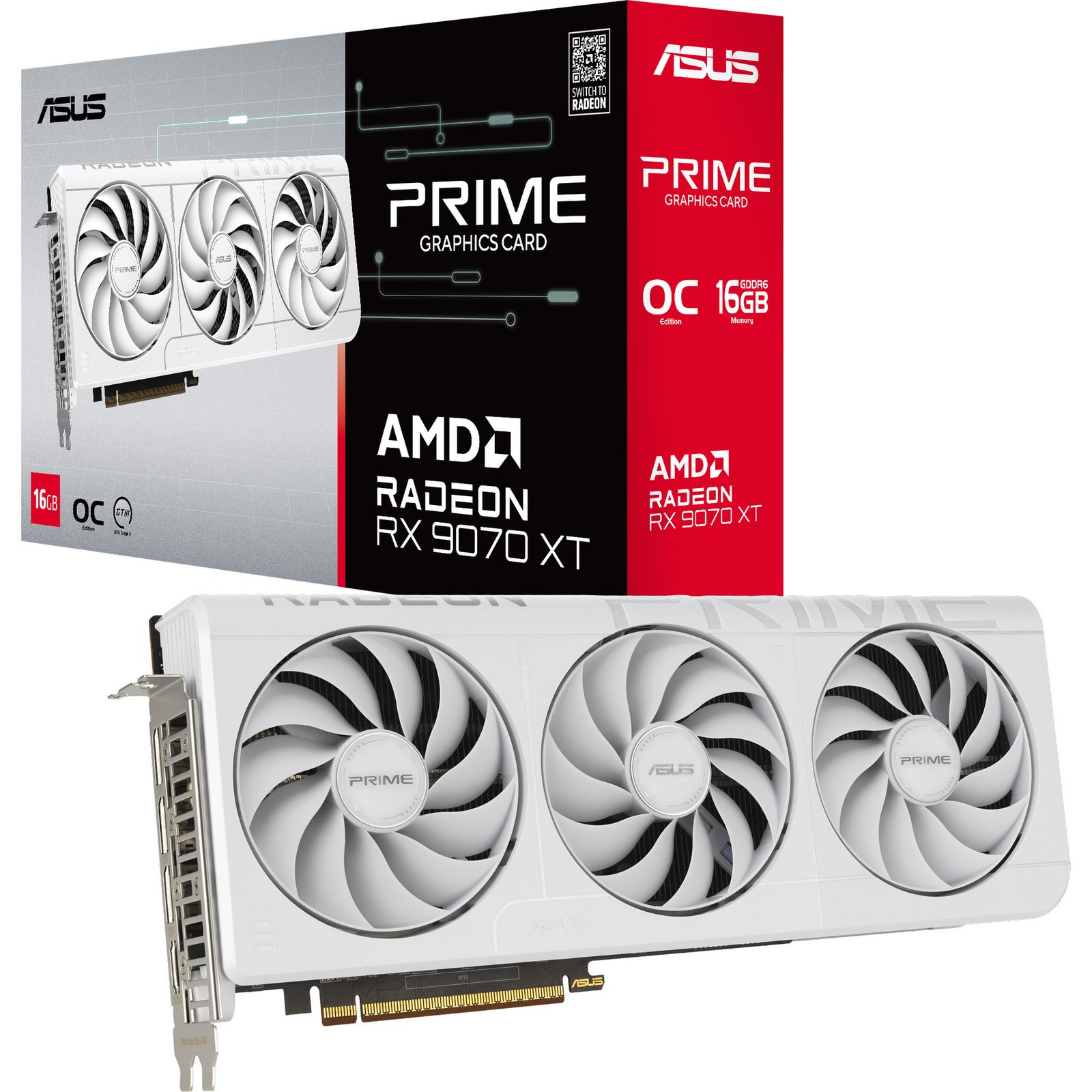 ASUS Radeon RX 9070 XT PRIME WHITE OC Edition Blanco