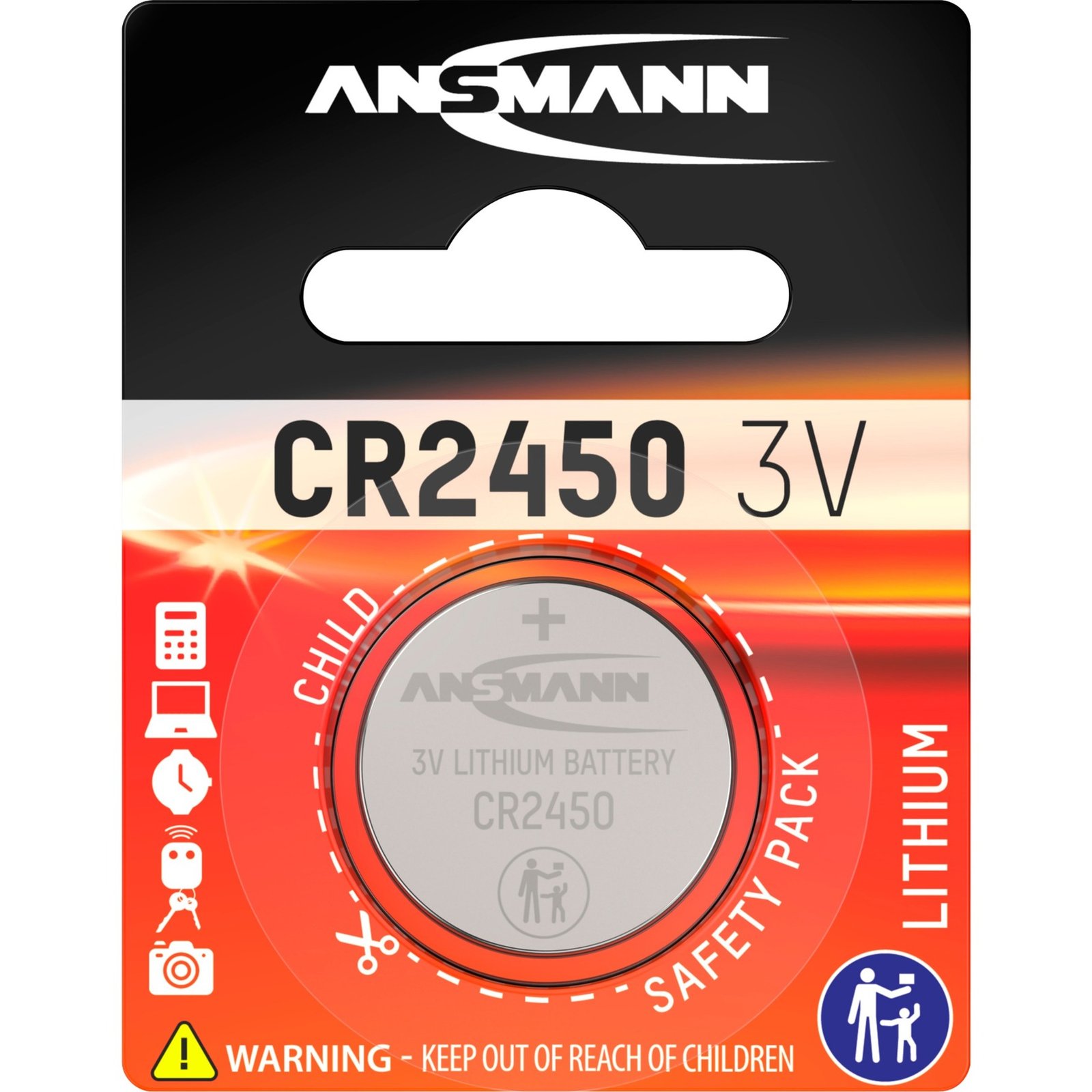 Ansmann Lithium Knopfzelle CR-2450 Plata