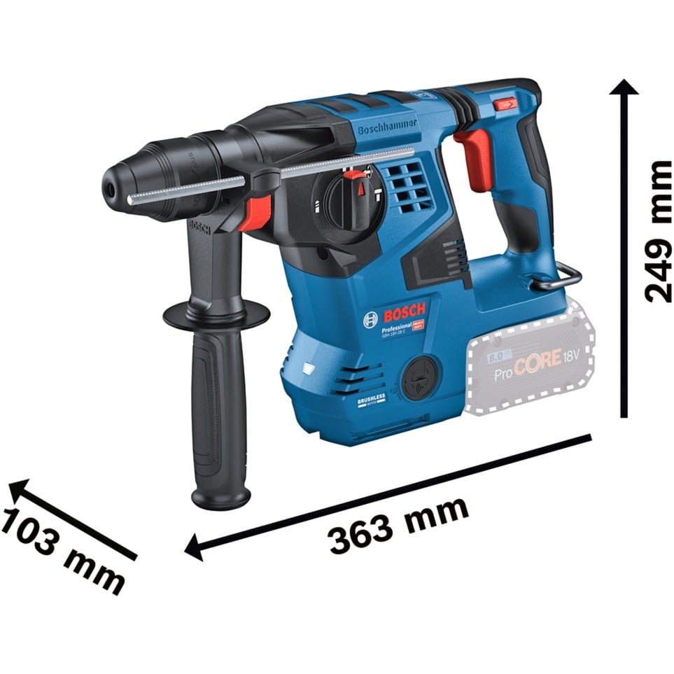 Bosch Akku-Bohrhammer GBH 18V-28 C Professional solo Azul - Imagen 3