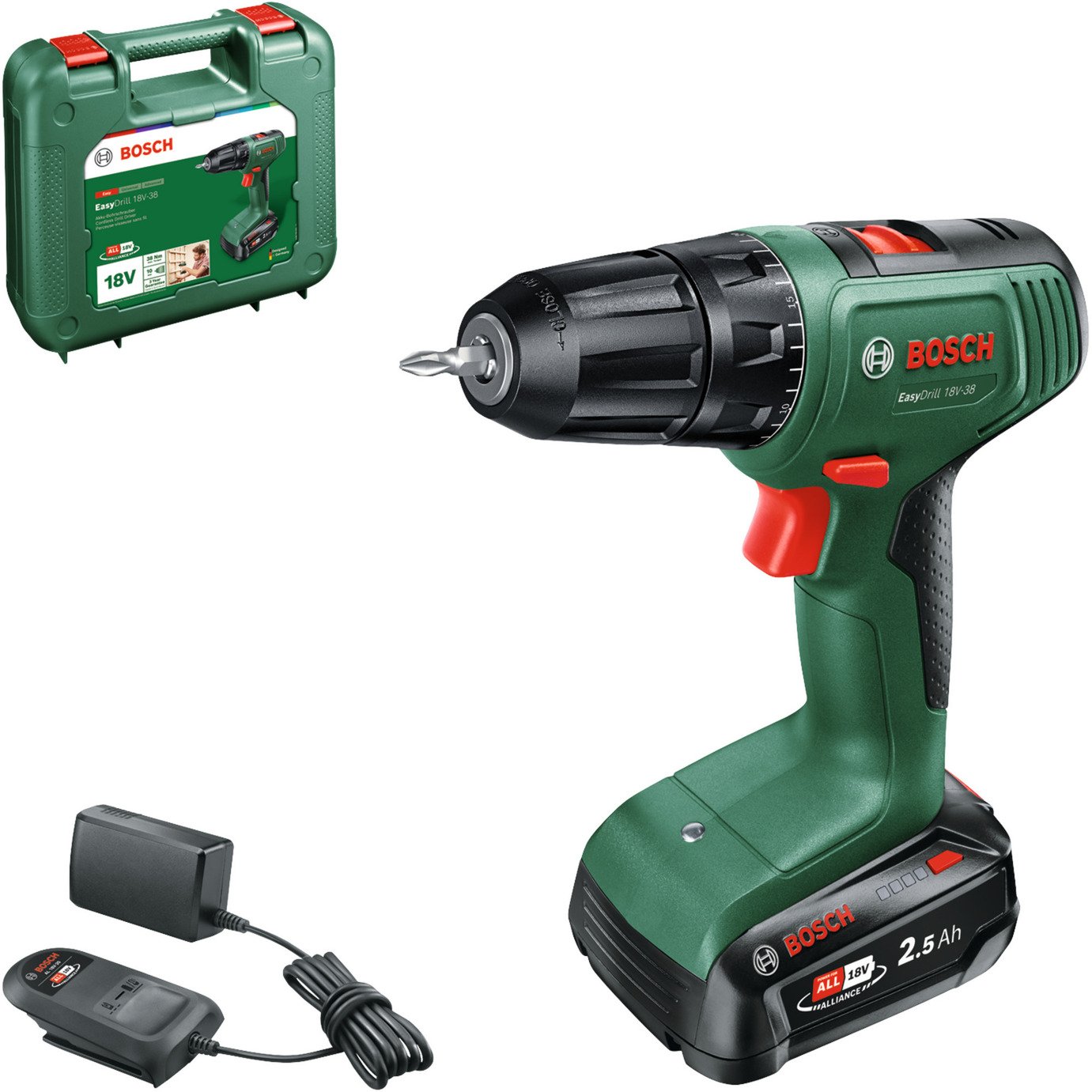 Bosch Akku-Bohrschrauber EasyDrill 18V-38 Verde