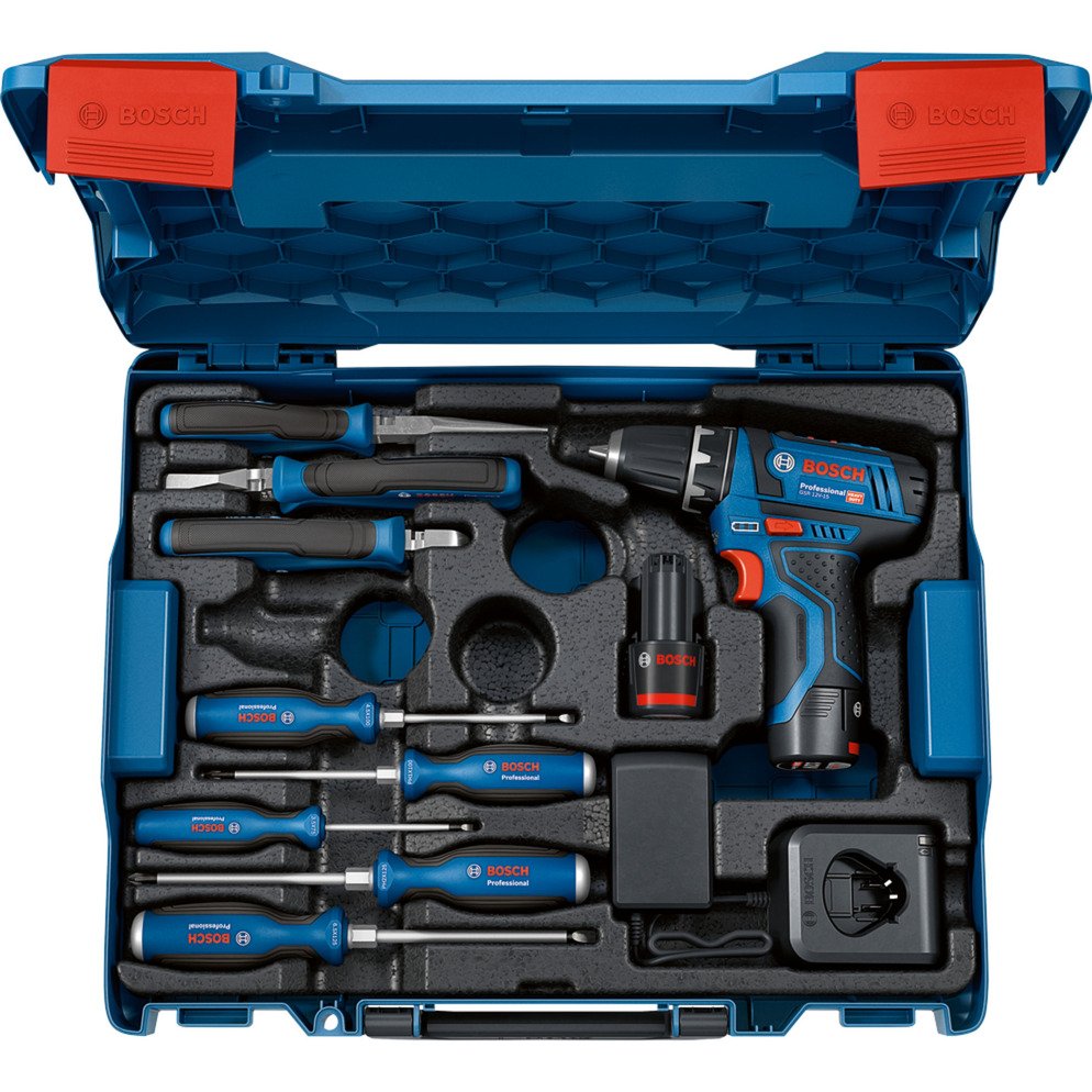 Bosch Akku-Bohrschrauber GSR 12V-15 Professional Set Azul