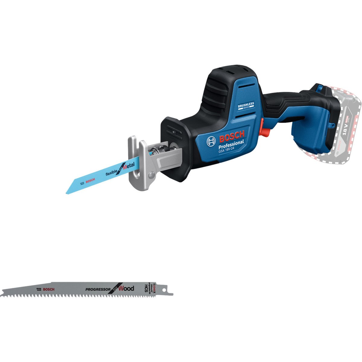 Bosch Akku-Säbelsäge GSA 18V-24 Professional solo Azul